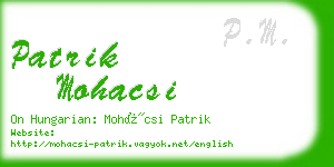 patrik mohacsi business card